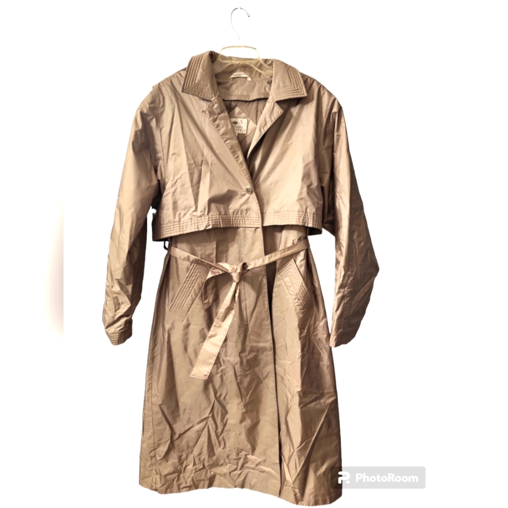 Essentials Worthington Shimmer Sheen Metallic Hooded All Weather Trench…